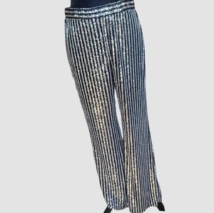 12th Tribe Black&Silver Sequin Pants SzM Christmas, New Years Eve Holiday  Pants